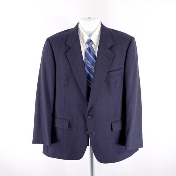 Hart Schaffner Marx Blue Wool 2 Button Blazer 42R Portly - Picture 5 of 13